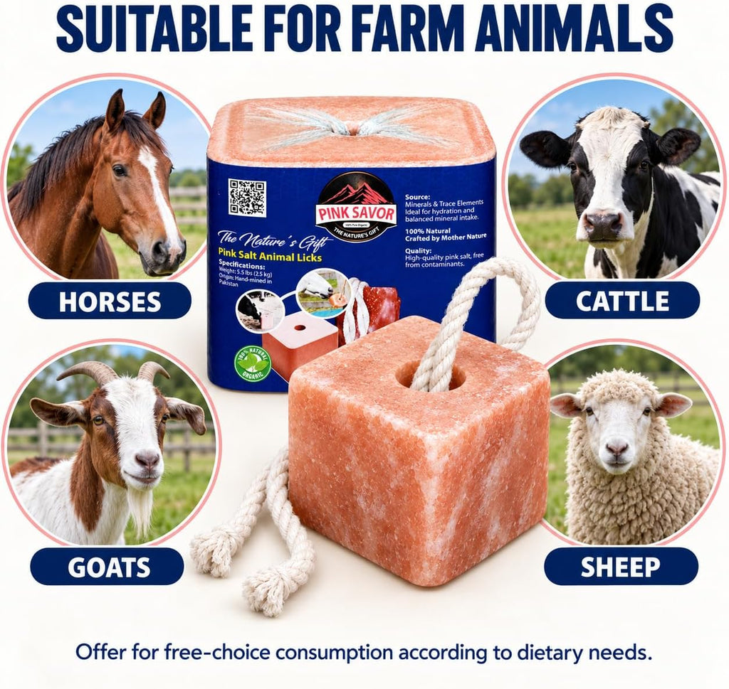Compressed Himalayan Pink Salt Lick Blocks 5.5 lb Each, Pack of 2 for Horses