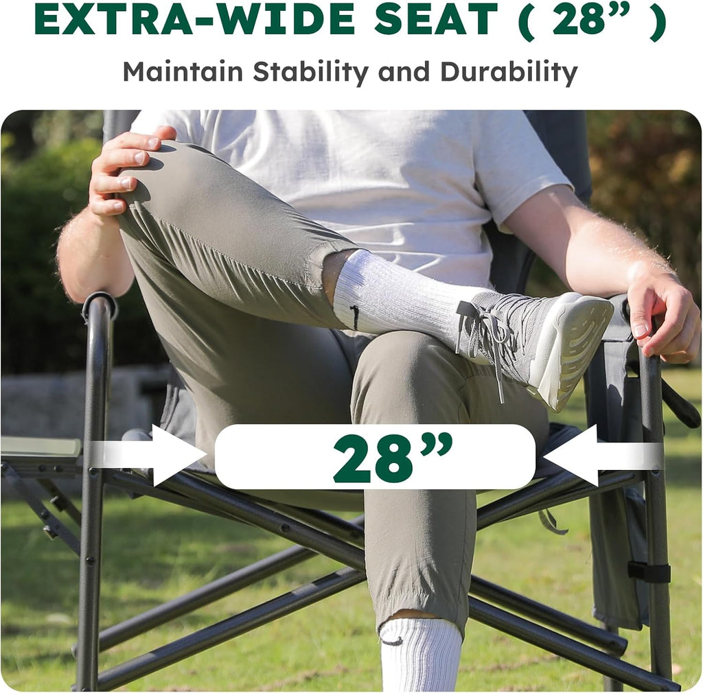 Oversized Directors Camping Chairs, 2 Pack, 600 lb, Black | Heavy duty outdoor chairs for adults, 28" wide seat