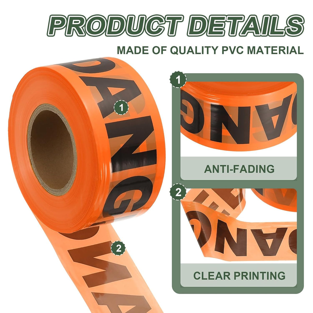 1000ft x 3" Warning Tape, High-Visibility PE Floor Marking Roll Caution Tape for Flagging Construction Outdoor