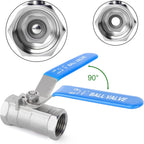 TAISHER 4 Pcs 1/4 Inch FNPT Ball Valve Kit, 304 Stainless Steel with Blue Handles & Nipple