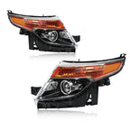 Pair Black Headlights Compatible With 2011-2015 Ford Explorer