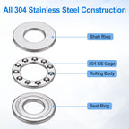 uxcell 4pcs F6-12M Thrust Ball Bearings 6mm Bore 12mm OD 4.5mm Thick