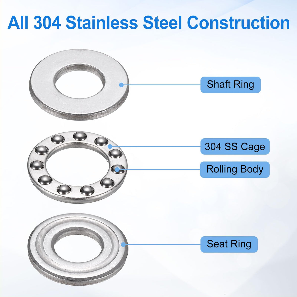 uxcell 4pcs F6-12M Thrust Ball Bearings 6mm Bore 12mm OD 4.5mm Thick