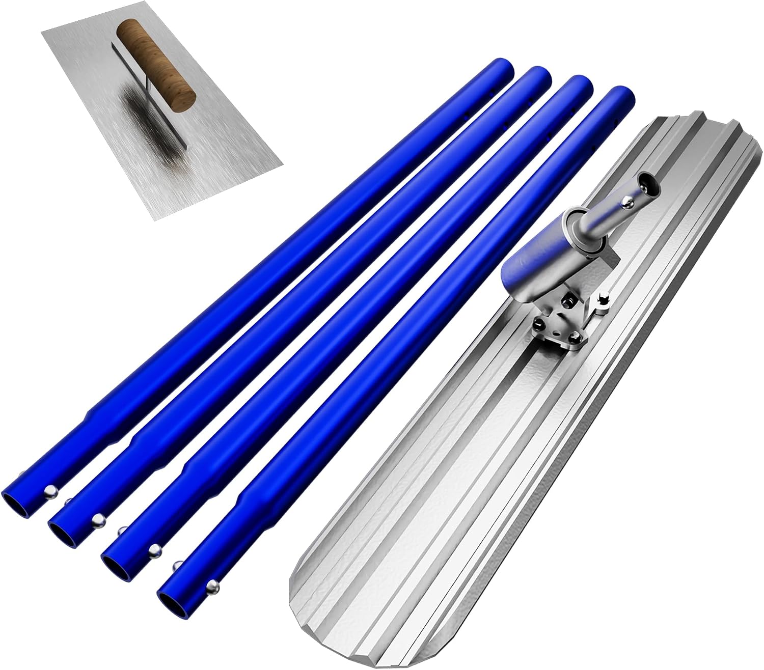 Bull Float Concrete Tools, 48"×8" Magnesium Aluminum Alloy Concrete Float | 4 Combinable Handles, Trowel, Concrete