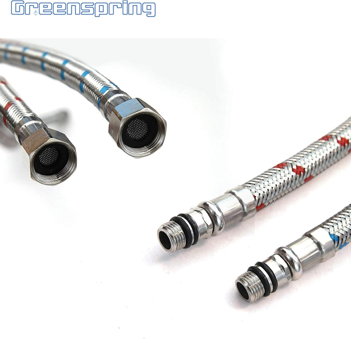 40-Inch Faucet Supply Lines 2Pcs, 3/8" Female x M10 Male | Stainless Steel, Long Faucet Connector, Kitchen Sink