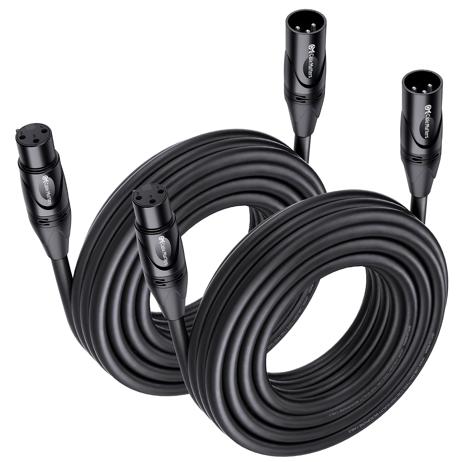 2-Pack Premium XLR to XLR Cable, Microphone Cable, M-F, 25ft | Mic Cable, Male to Female, 21 AWG Oxygen-Free Copper