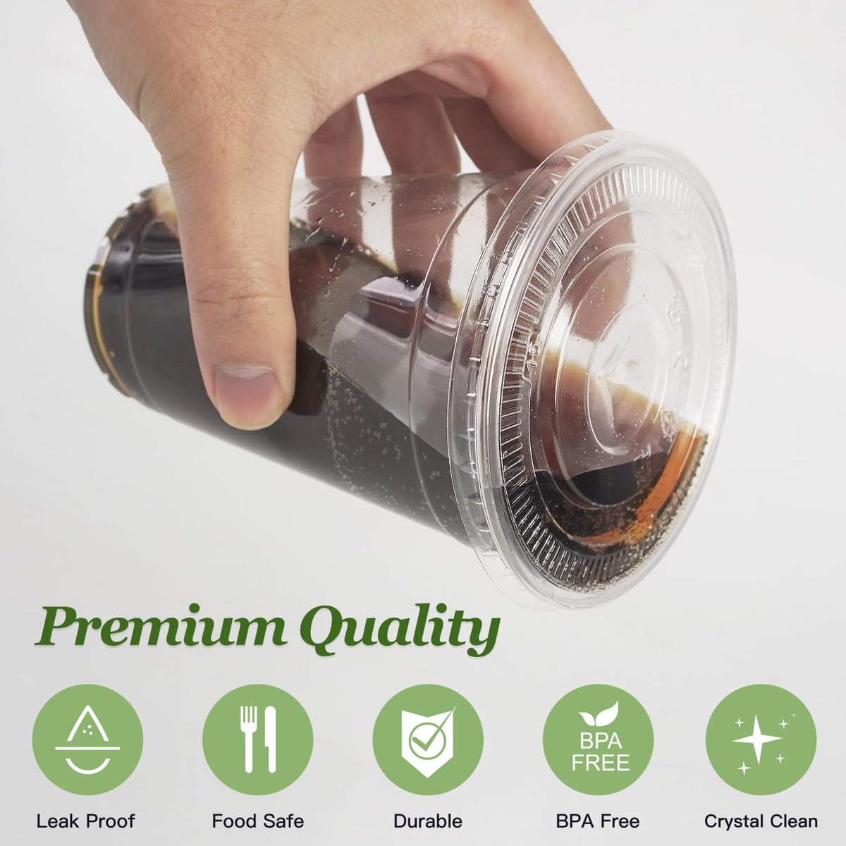 100 Sets- 20 oz Clear Plastic Cups with Lids and Straws