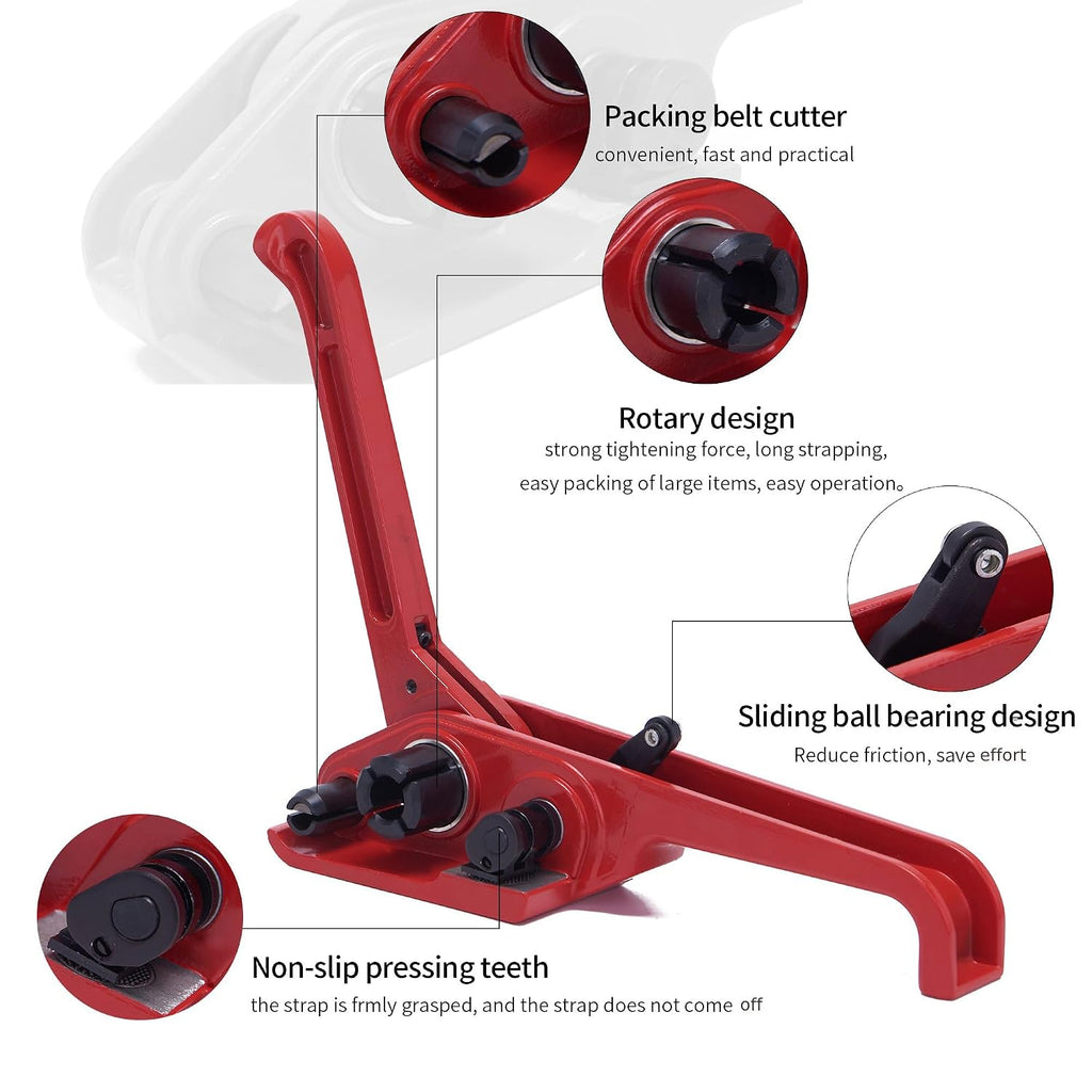 All-in-One Banding Strapping Kit with Poly Strapping Tensioner, 3200" PP Band, 100 Metal Seals, and Sealer Tools |