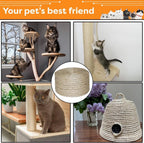 Twisted Sisal Rope – 100' X 1/4" Sisal Twine – Multipurpose Rope for Cat Scratcher, DIY Projects, Gardening, Arts &