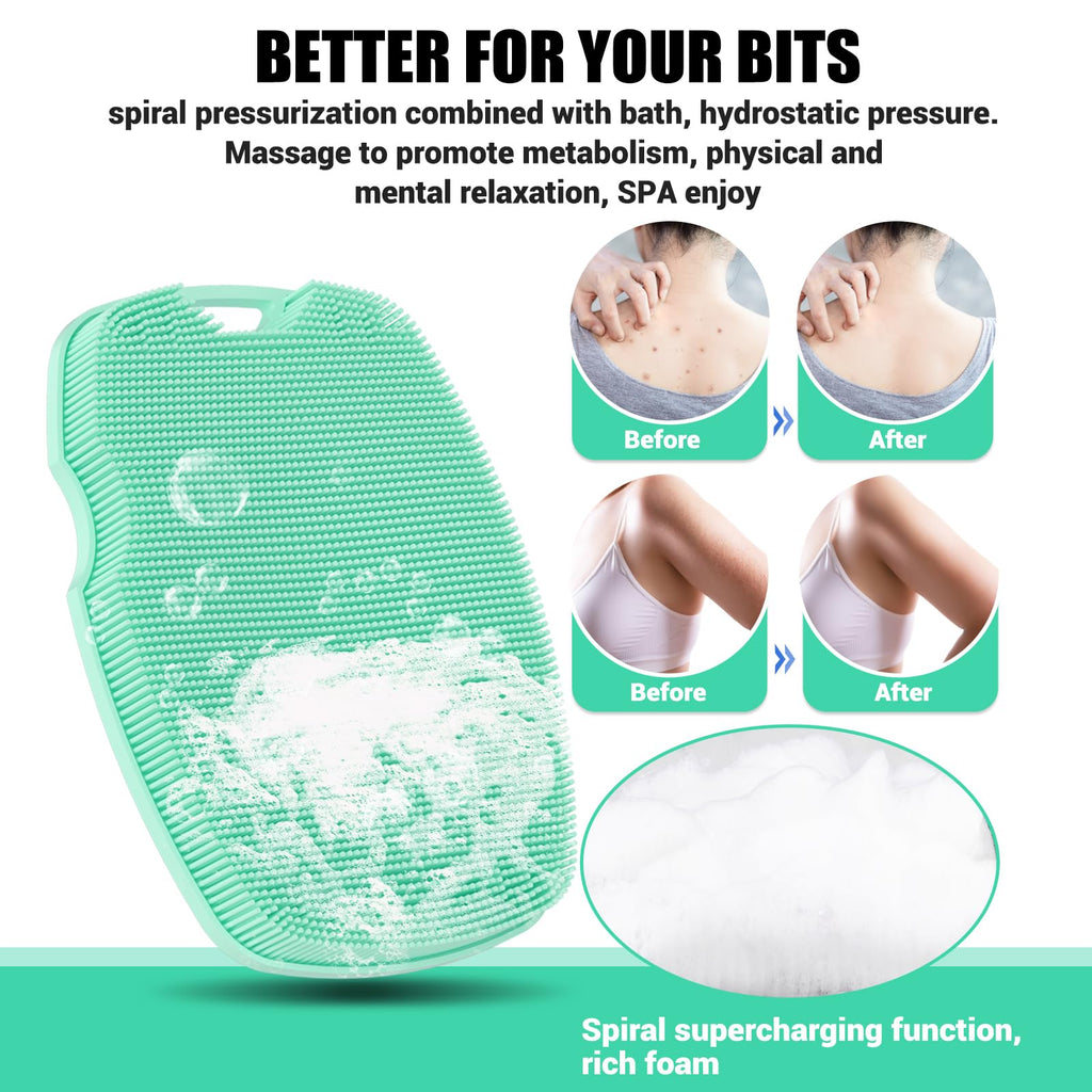 Zinc Infused Silicone Body Scrubber, Quick-Dry Bath Brush