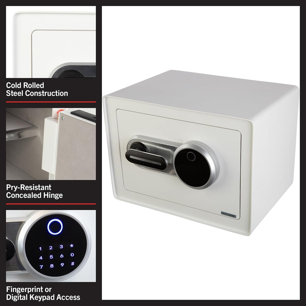 Biometric Safe - Lock Box with Fingerprint Scanner and Digital Key for Quick Access - Money Safe for Cash and Jewelry