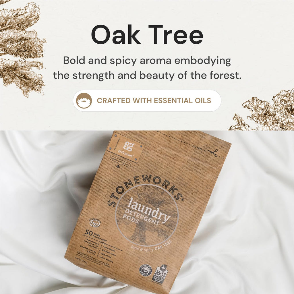 Stoneworks Laundry Detergent Pods, 50 Count, Oak Tree