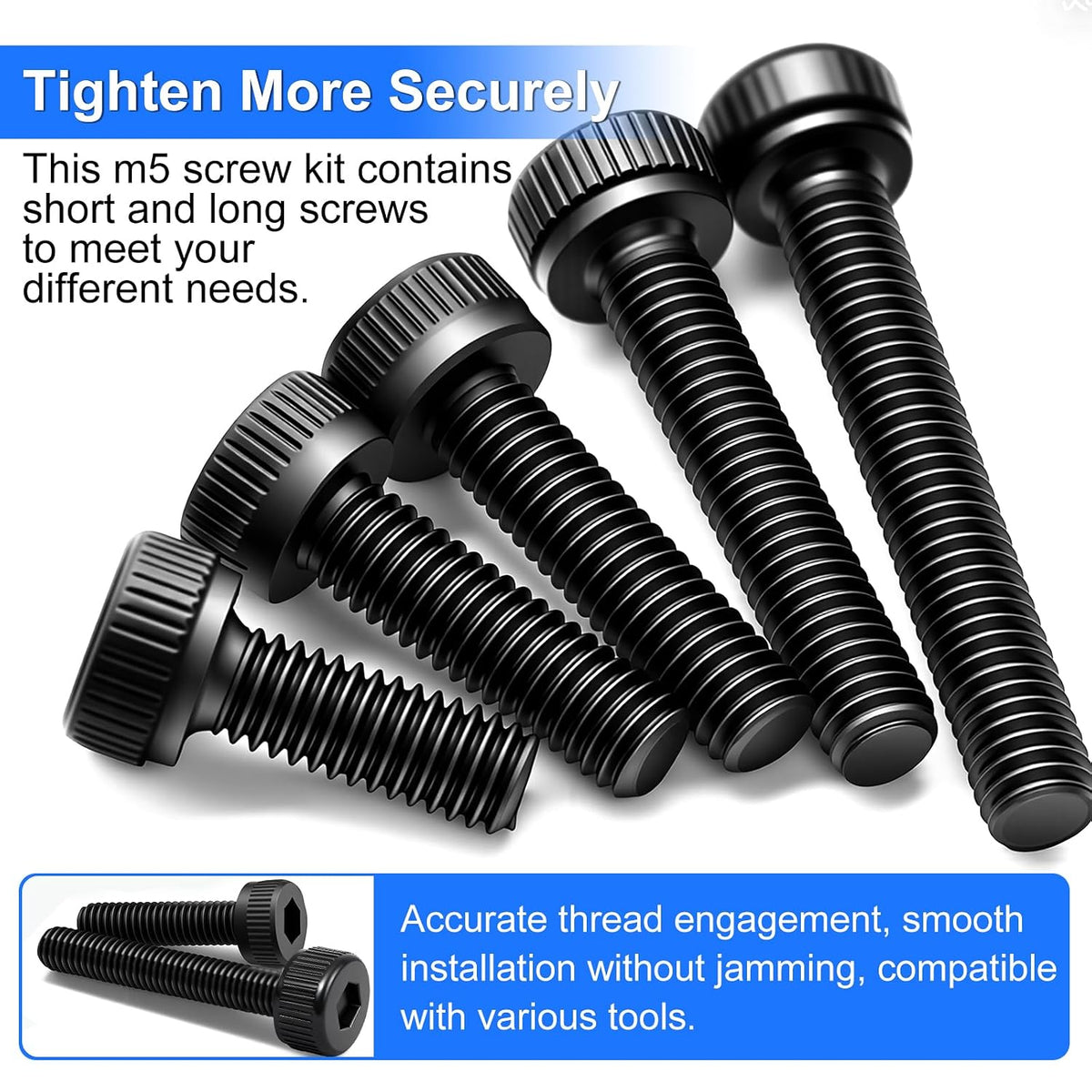 304PCS M5 Screws Kit with Nuts and Washers, M5x8/12/16/20/30/35mm