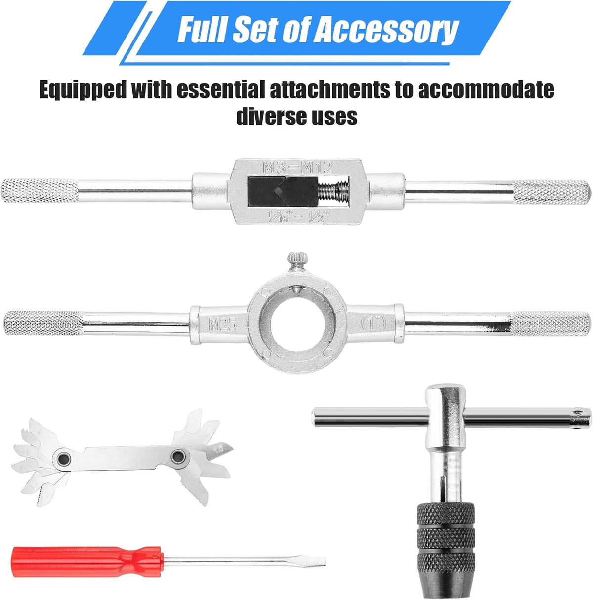 40PCS Metric Tap and Die Set, Metric Tap Set M3-M12, Threading Tool Kit, Full Accessories for Internal and External Threading