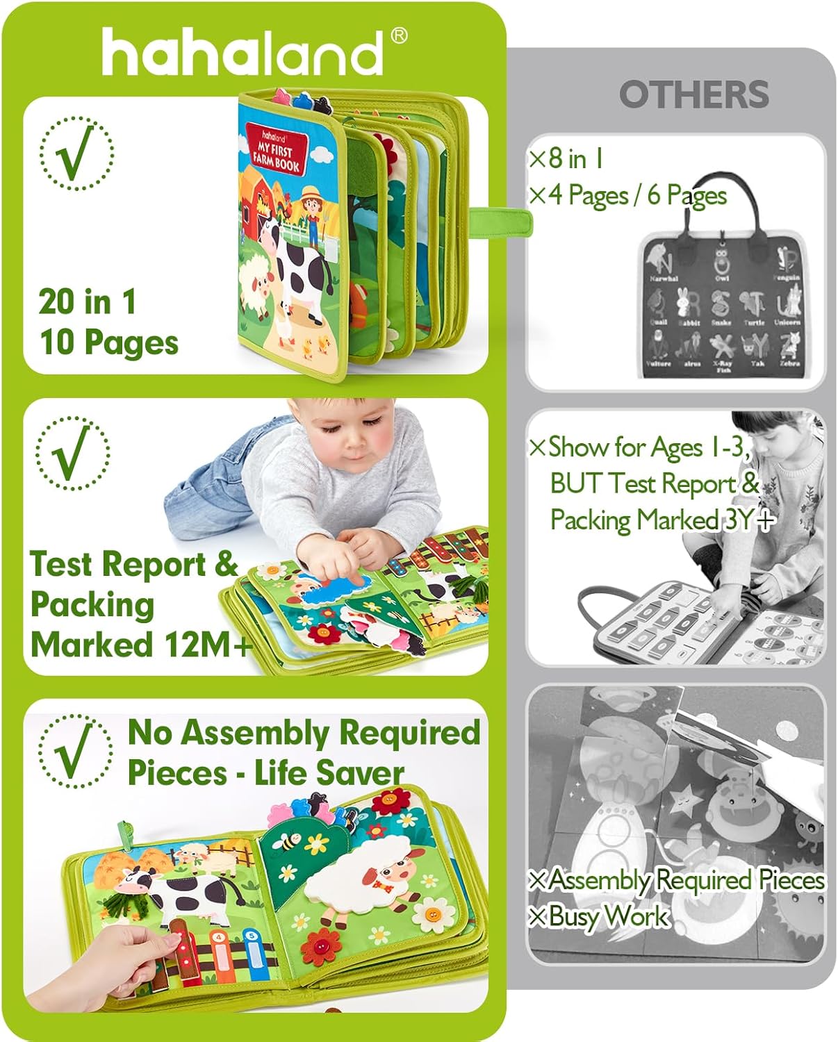 Busy Book for Toddlers 1-3 - Montessori Toys 1 Year Old Busy Board | 1 Year Old Boy Gifts Educational Learning Quiet