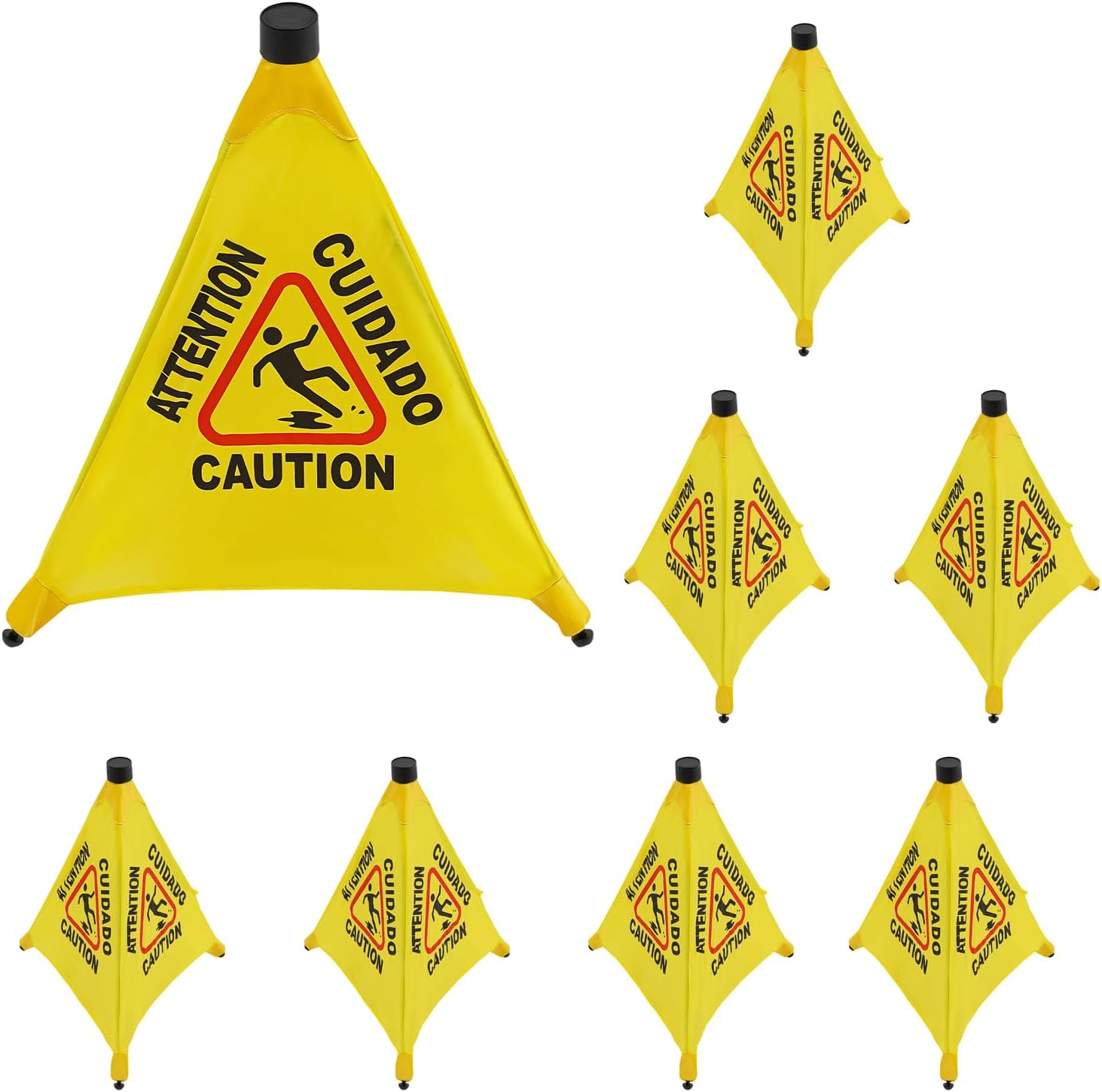 Caution Wet Floor Sign, 8 Pcs 20 inch Pop up Wet Floor Sign, Foldable Yellow Safety Warning Caution Cone, Commercial