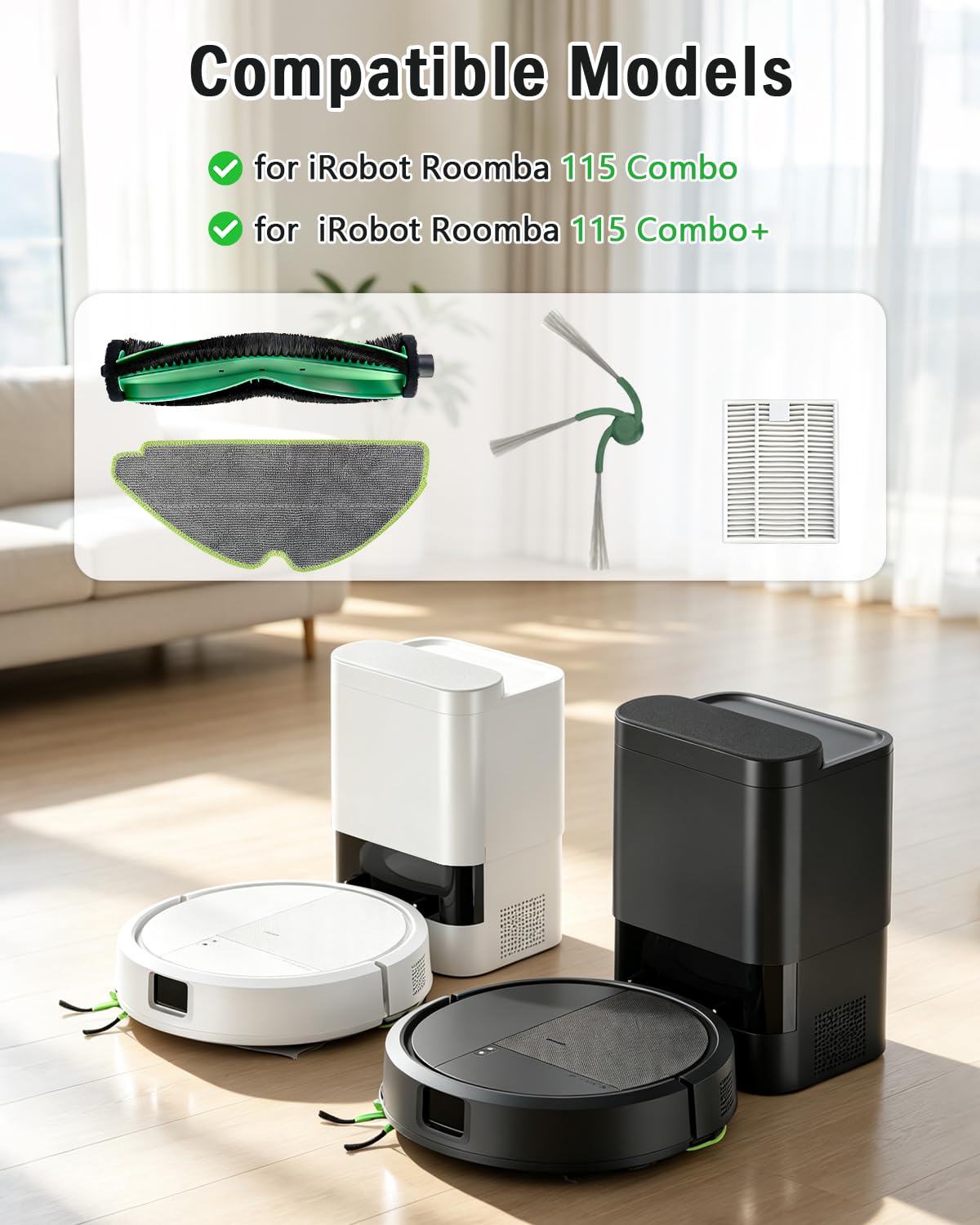 17 Pack Replacement Parts for iRobot Roomba 115X Combo / 115X Combo+ Vacuum