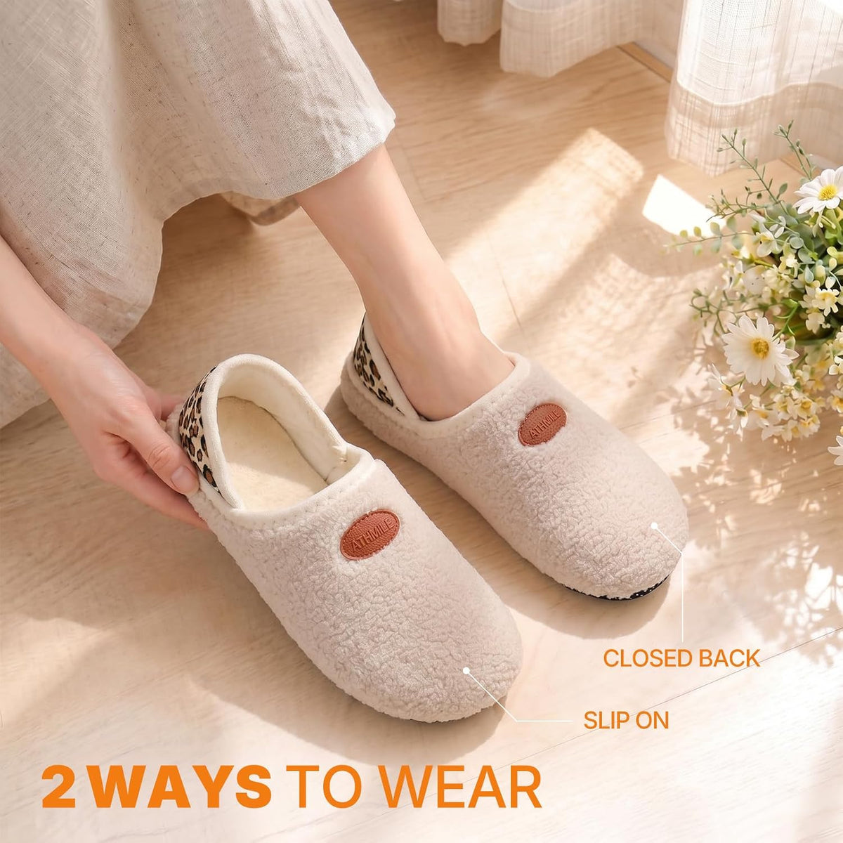 Mens Womens House Slippers Soft Slip-on Slipper Socks Non-Slip Indoor Outdoor House Shoes for Home Bedroom Travel