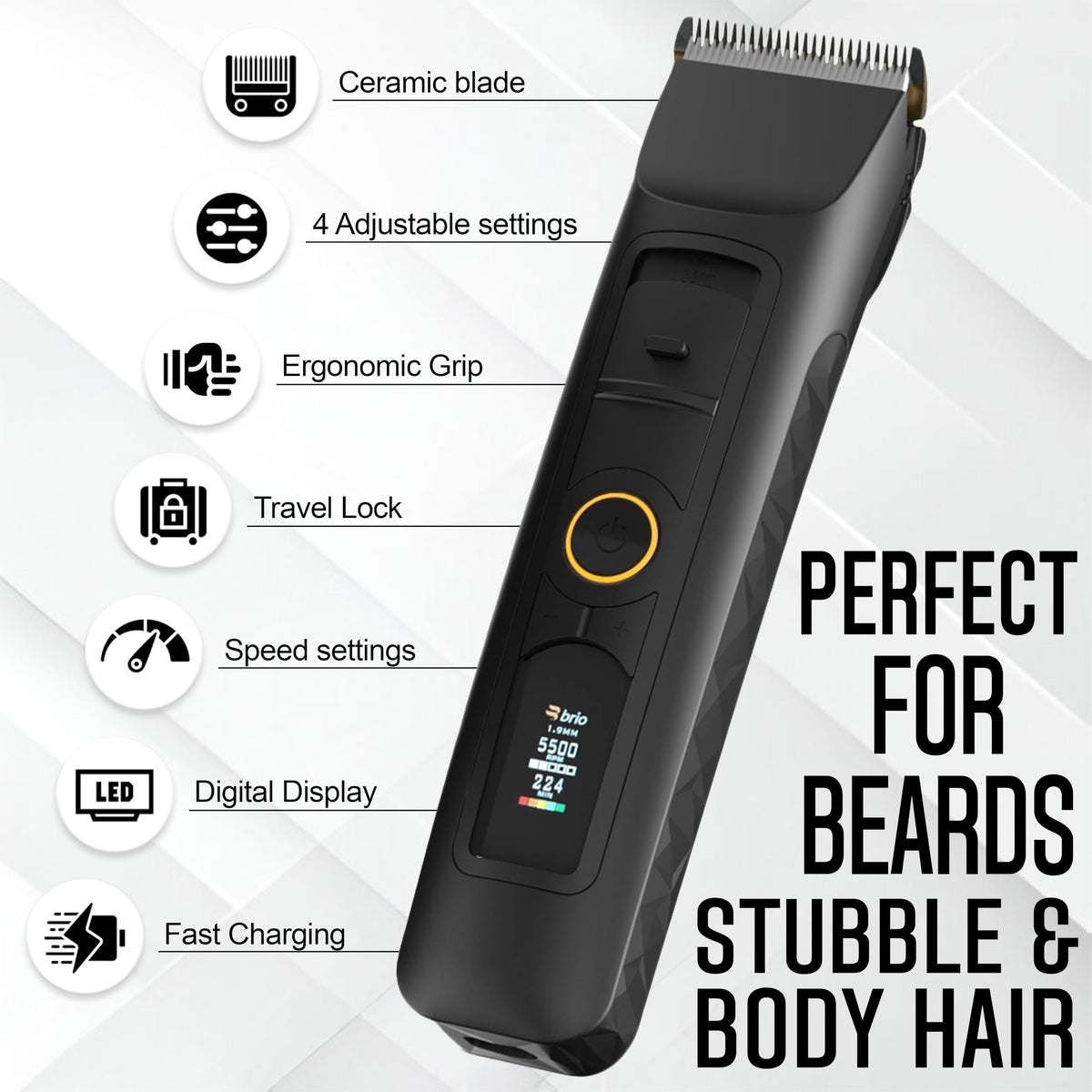 Beardscape V2 Cordless Beard Trimmer for Men with Ceramic Blade, Black
