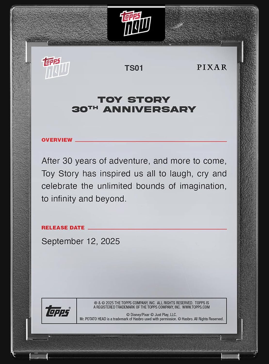 2025 -Topps- Now -Disney/Pixar Toy Story #TS01-30th Anniversary Woody and Buzz Lightyear -Factory Encased Trading