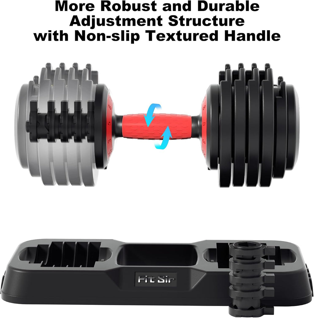 Adjustable Dumbbell Set, 10-in-1 25LB/50LB/90LB Ajustable Dumbbells with Safe Locking System, Enclosed Storage Tray