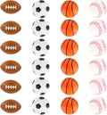 Mini Sports Balls 24 Pack Sports Stress Ball Party Favors for Kids Mini Foam Baseball Football Soccer Basketball