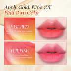 Gold Wipe-off 24H Lip Stain, Korean Buildable Lip Tint (Veil Pink)