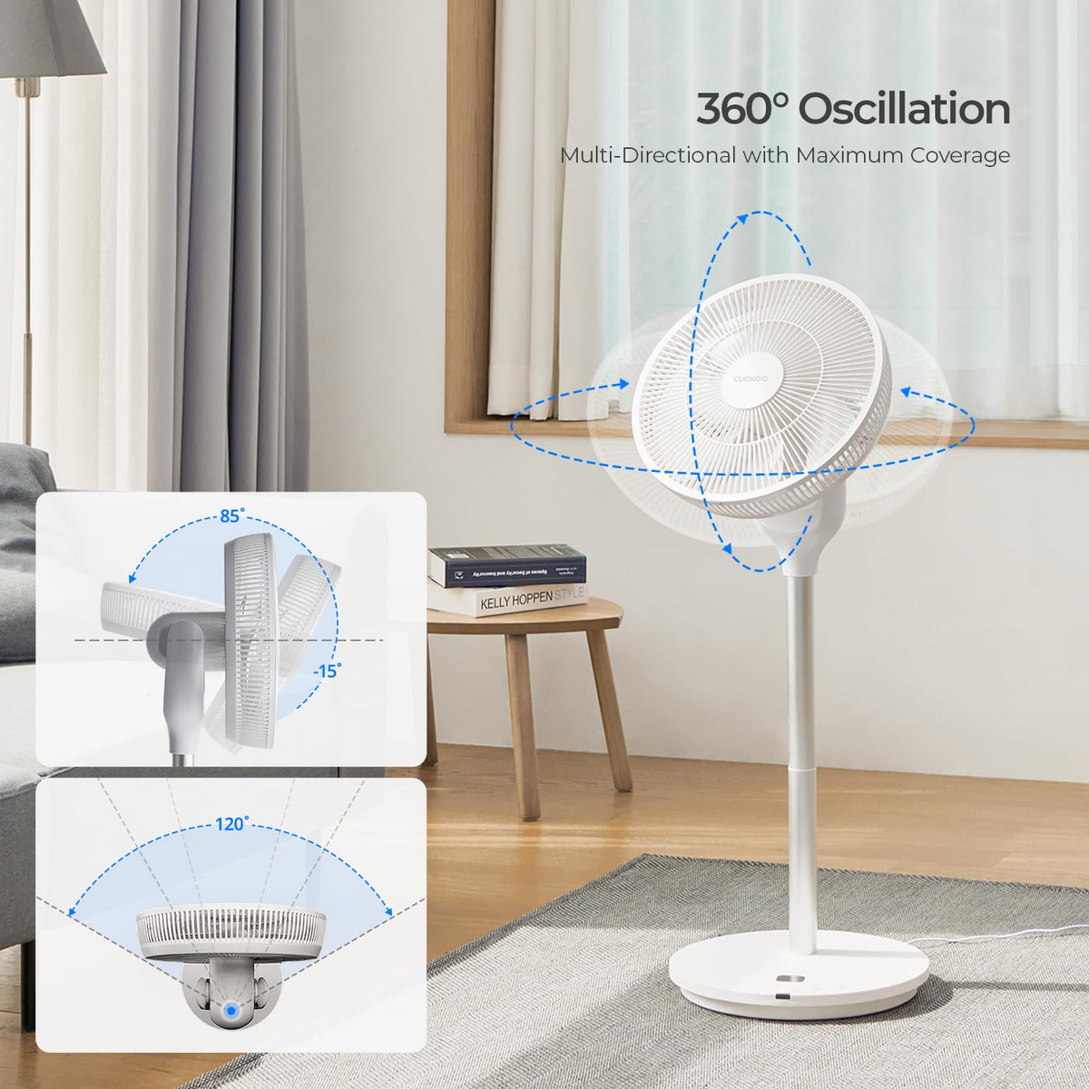Oscillating Pedestal Fan with Remote, White, CF-AC1410WH