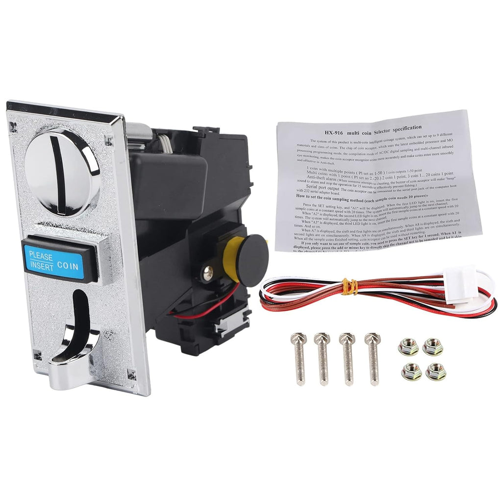 Coin Acceptor Support 6 Kinds of Coins, CPU Multi Coins Acceptor Selector, Programmable for Arcade Video Games