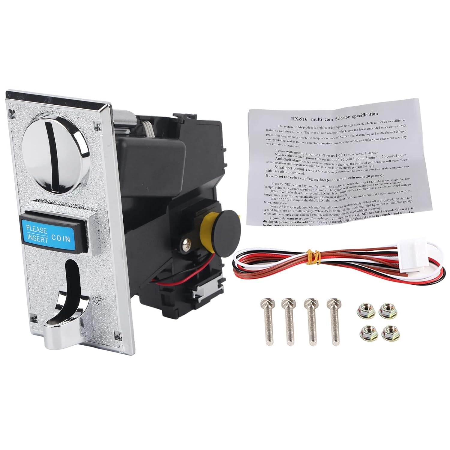 Coin Acceptor Support 6 Kinds of Coins, CPU Multi Coins Acceptor Selector, Programmable for Arcade Video Games