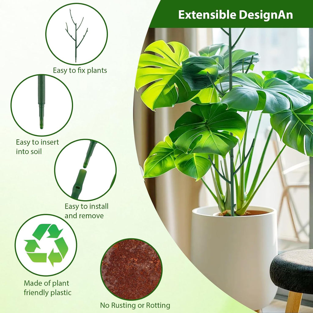 15 Pack Stackable Plant Support Stakes, Garden Trellis for Climbing Plants Indoor and Outdoor Use, Plant Accessories