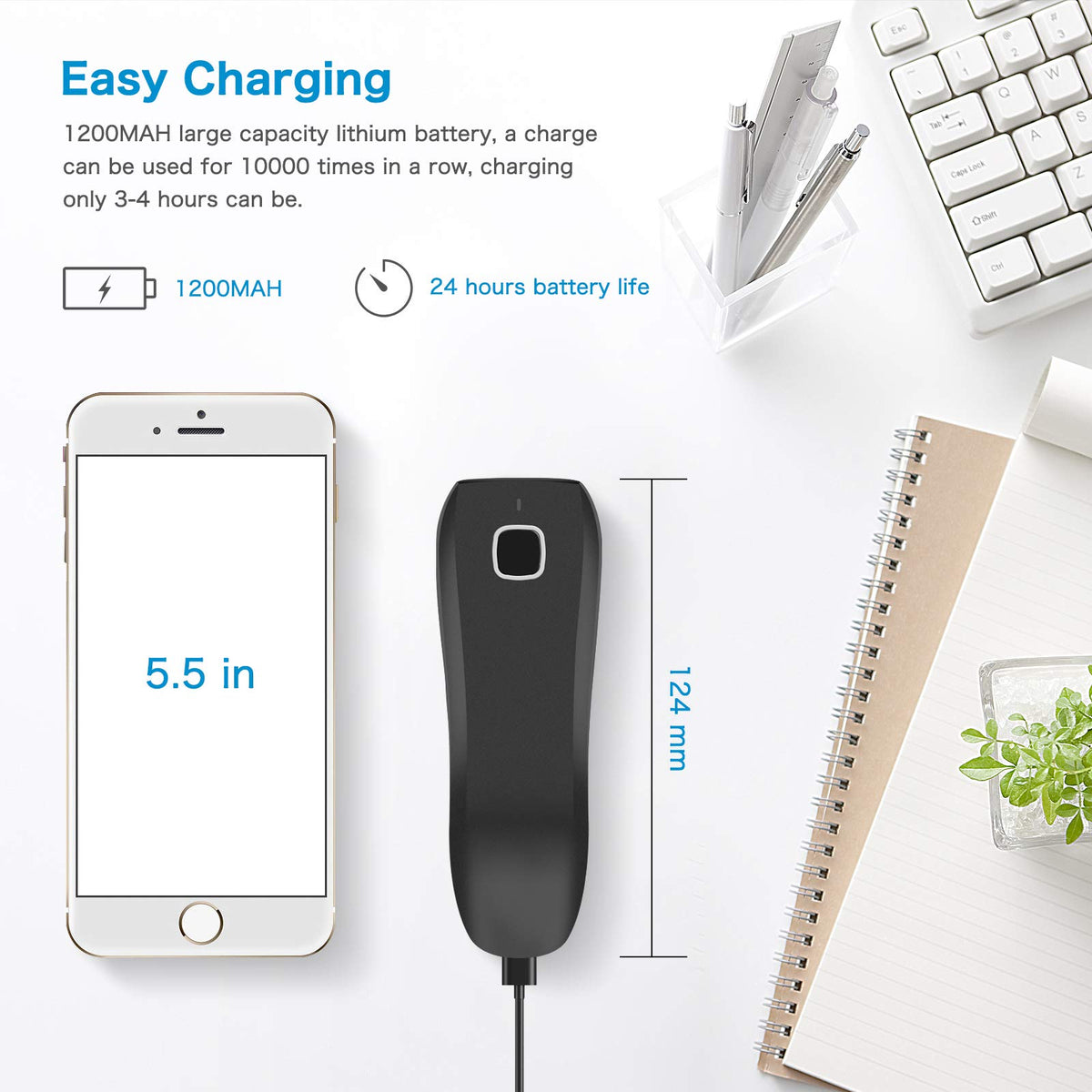 Mini Barcode Scanner Bluetooth Compatible, Portable Bar Code Reader