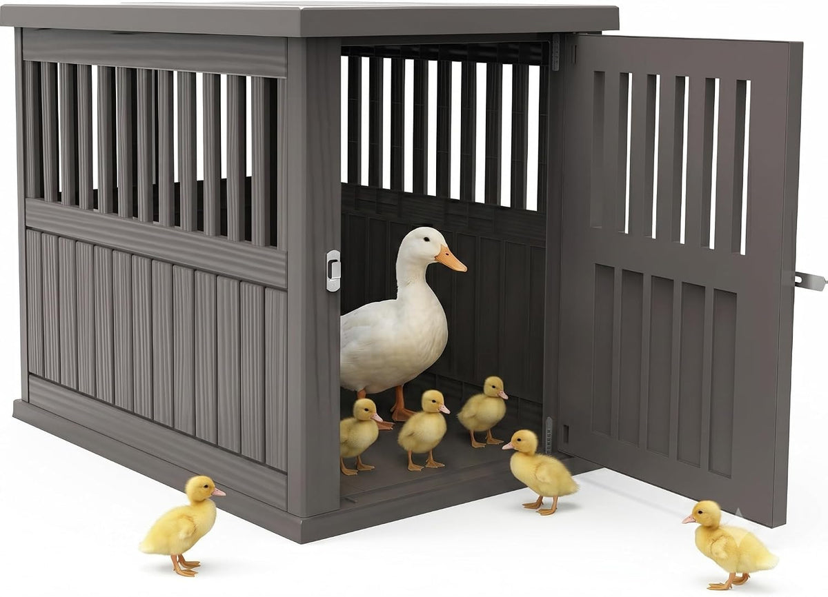 Outdoor Duck House, PP Resin Poultry Shelter, Gray