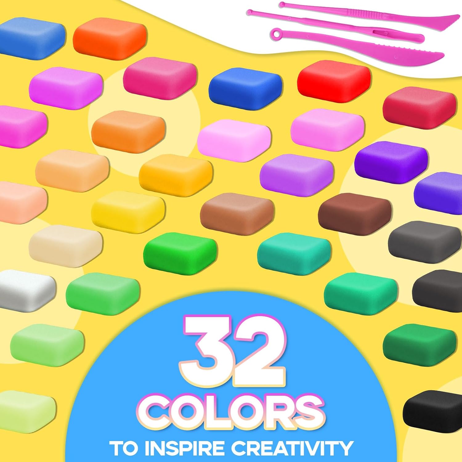 Air Dry Clay - 32 Colors Modeling Clay Kit with 3 Sculpting Tools,Safe & Non-Toxic,DIY Magic Gifts Toys for