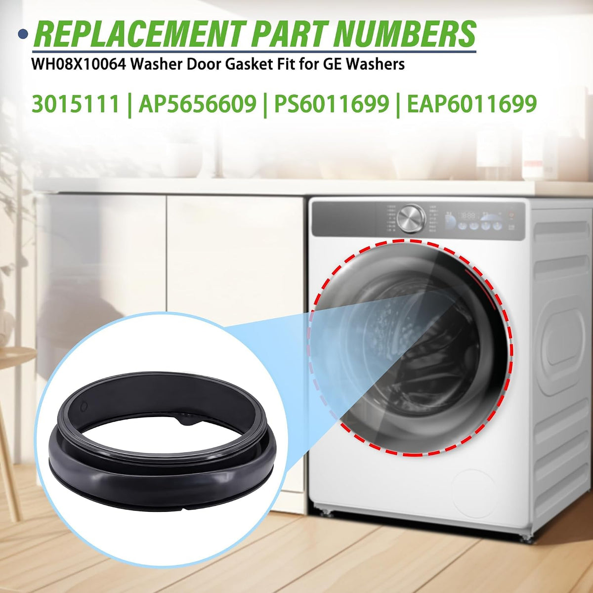 GFWH1400D0WW Washer Door Gasket Seal Fit for G.E GFW400SCM1WW GFW400SCK0WW