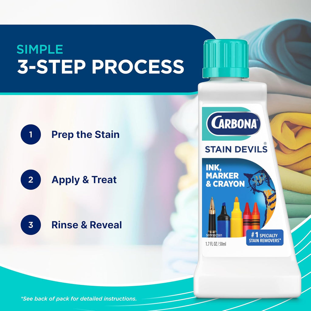 Stain Devils #3 | Ink, Marker & Crayon | Professional Strength Laundry Stain Remover | Multi-Fabric Cleaner | Safe On