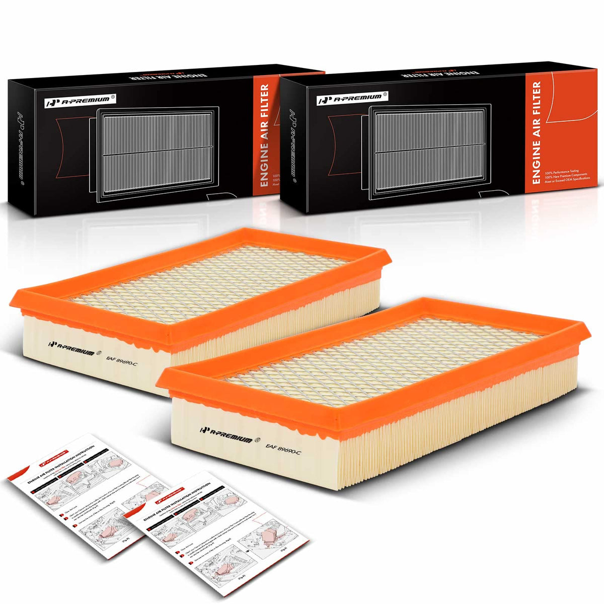 A-Premium 2-PC Engine Air Filter Compatible with Ford
