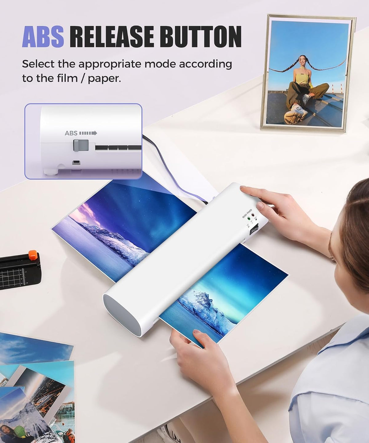 9 Inch Portable Laminator Machine with 40 Laminating Sheets | All-in-One A4 Thermal Laminator w/Trimmer &Jam Release