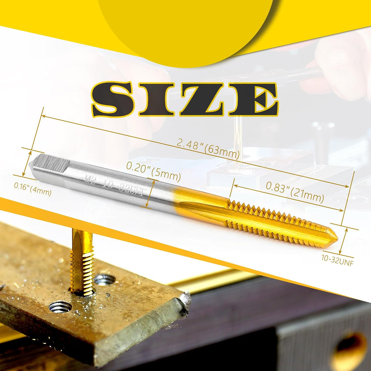 1Pc 10-32 UNF Thread Tap for Metal,M2 HSS Bottom Threading Hand Tap