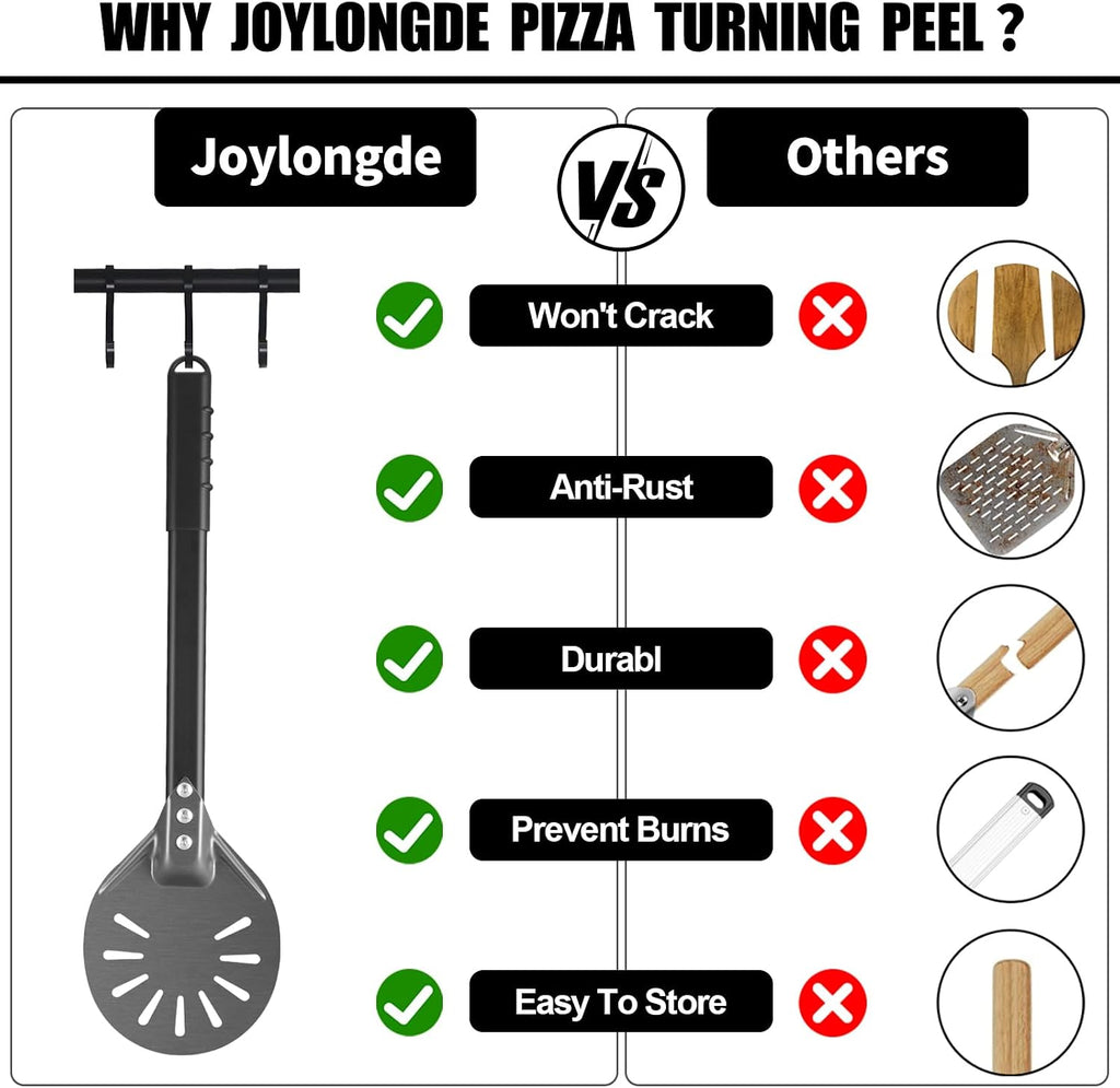 Pizza Turning Peel 6 Inch Round Anodized Aluminum Perforated Pizza Peel Turner With Metal Handle Pizza Paddle Spinner