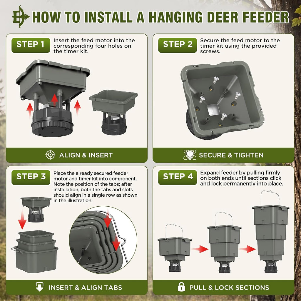 5 Gallon Hanging Deer Feeder with Programmable Digital Timer (4 Feed Times)