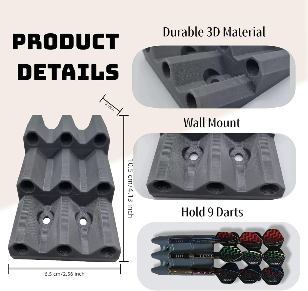 3D Printed Dart Display & Stand - 2 Pack Dart Holder Wall Mount and Decorative Wall Shelf, Display Rack for 9