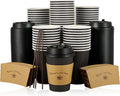 100 Pack 12 oz Coffee Cups with Lids, Disposable Coffee Cups