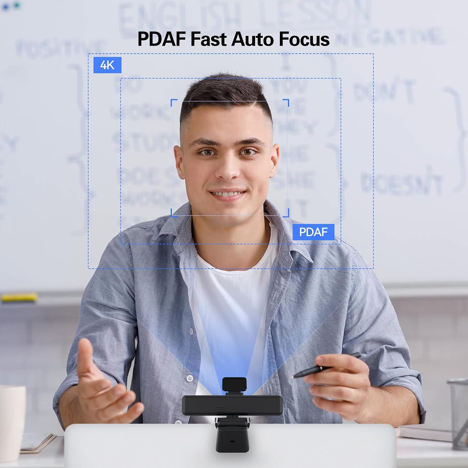 Wide Angle 4K Webcam for PC, 120° FOV Video Conference Web Camera | PDAF Autofocus, 2 Noise-Cancelling Mics