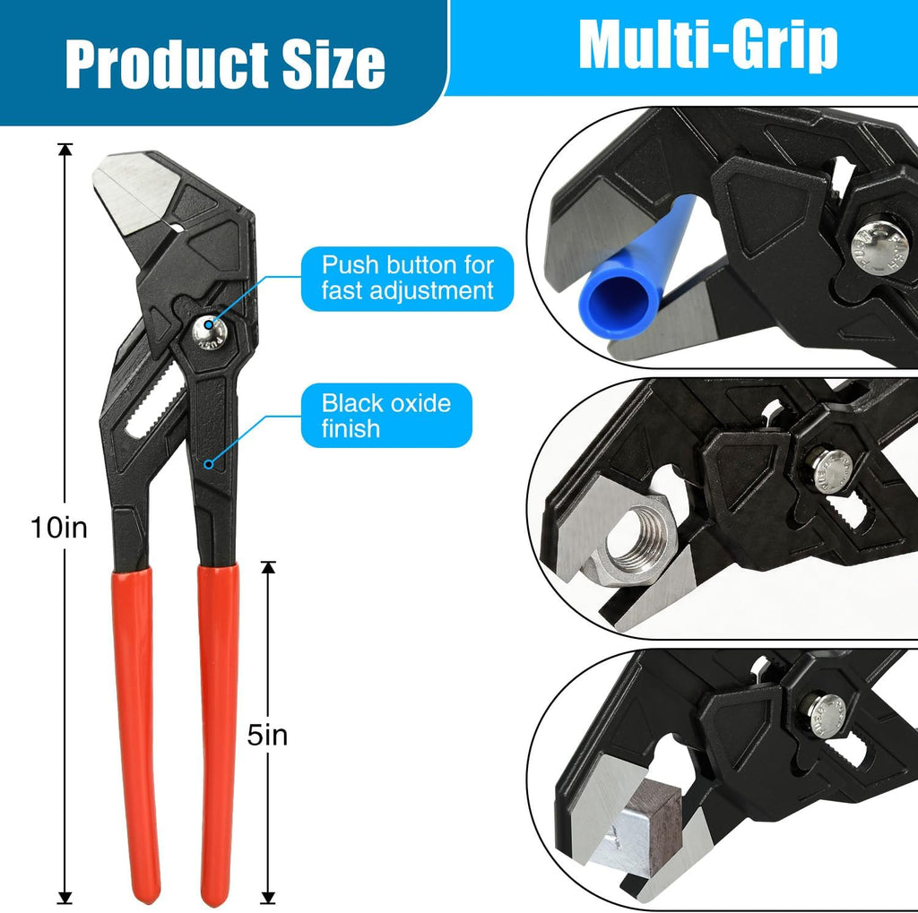 10-Inch Pliers Wrench, Adjustable Smooth Jaw Parallel Pliers