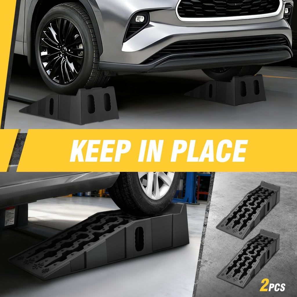 6.7" Car Lift Ramp, 9.6" Working Width, 2-Pack Vehicle Parking Ramp Stand - 7.2T G.V.M Capacity, Multifunctional