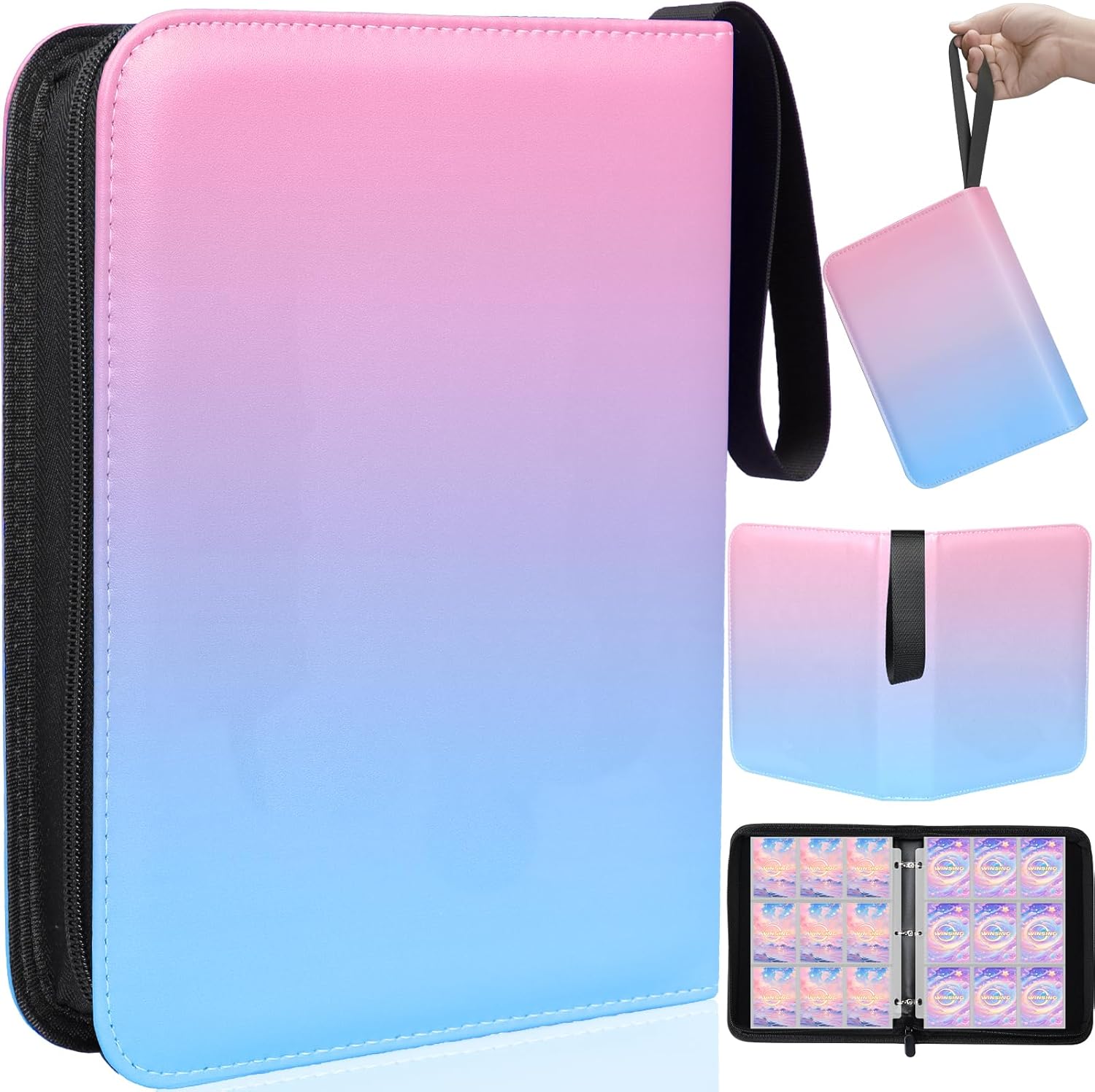 9 Pocket Trading Card Binder, 900 Card Capacity, Pink