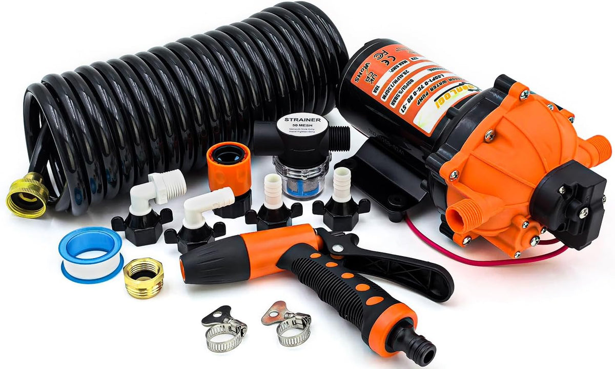 12V Washdown Pump Kit 7.5GPM 80PSI Self Priming for Marine RV Boat