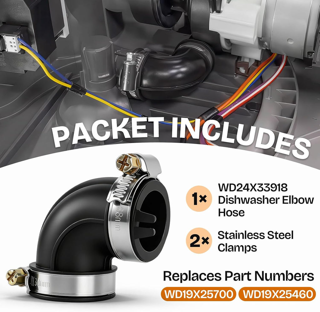 For GE GDT645SYN2FS Dishwasher Elbow Hose and Clamp Kit Replacement
