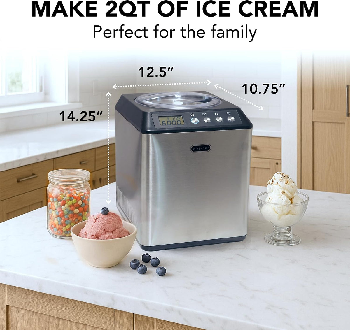 Upright Automatic Ice Cream Maker, 2.1 Qt, ICM-201SB